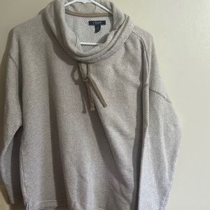 Chaps Cowl Neck Sweater women’s Large cotton brown beige Top